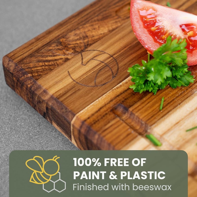 WALDWERK Large Teak Wood Cutting Board (18 x 14 x 1.2") - Solid Wood Cutting Board - Large Teak Wood Chopping Board - Wooden Butcher Block for Kitchen - Image 3